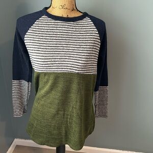 Reborn J color block and stripes casual top